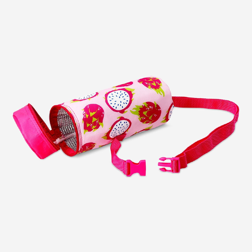 Cylindrical cooler bag with dragonfruit print - 9x30 cm