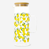 Glass jug with bamboo lid and lemon print - 1.15 L