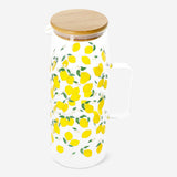 Glass jug with bamboo lid and lemon print - 1.15 L
