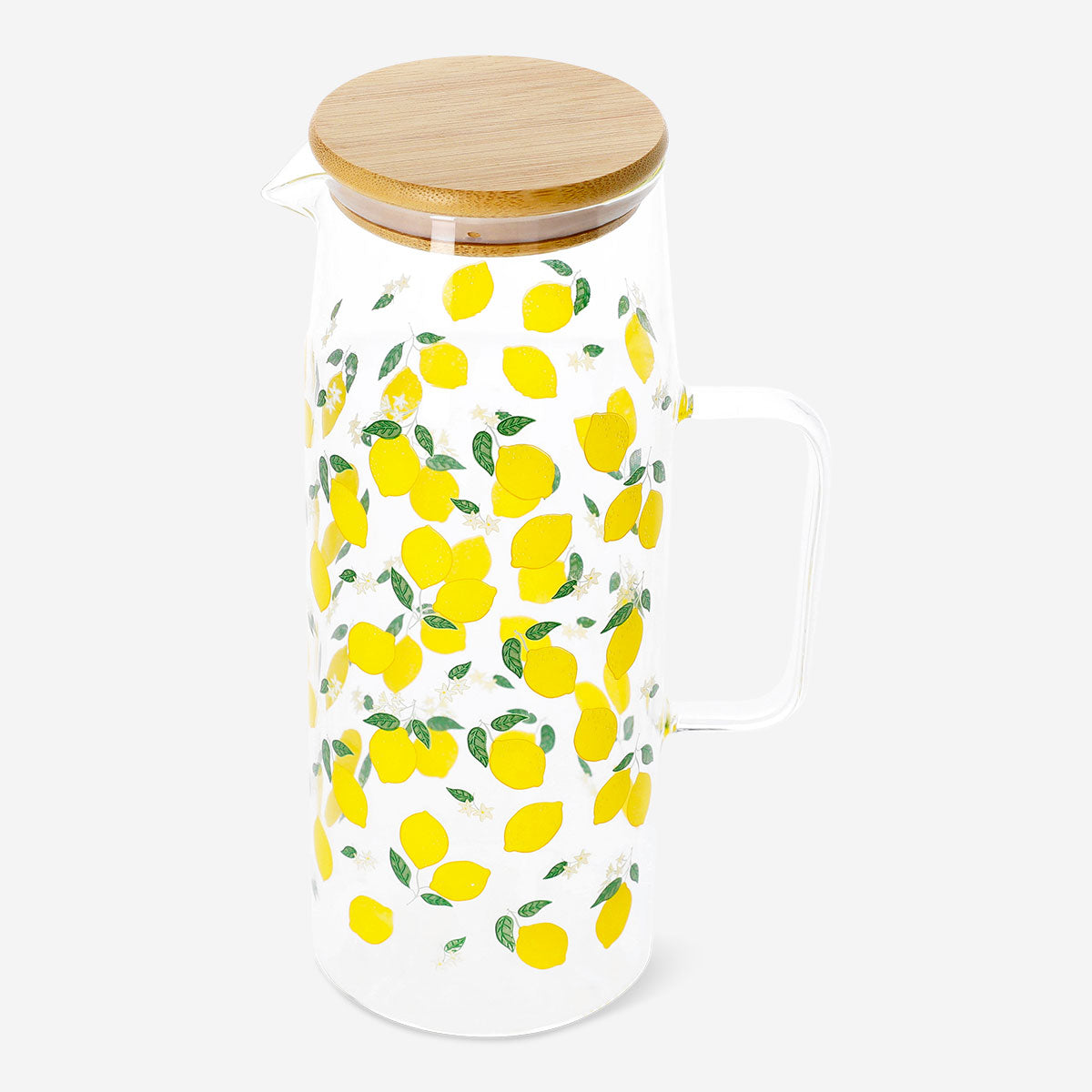 Glass jug with bamboo lid and lemon print - 1.15 L