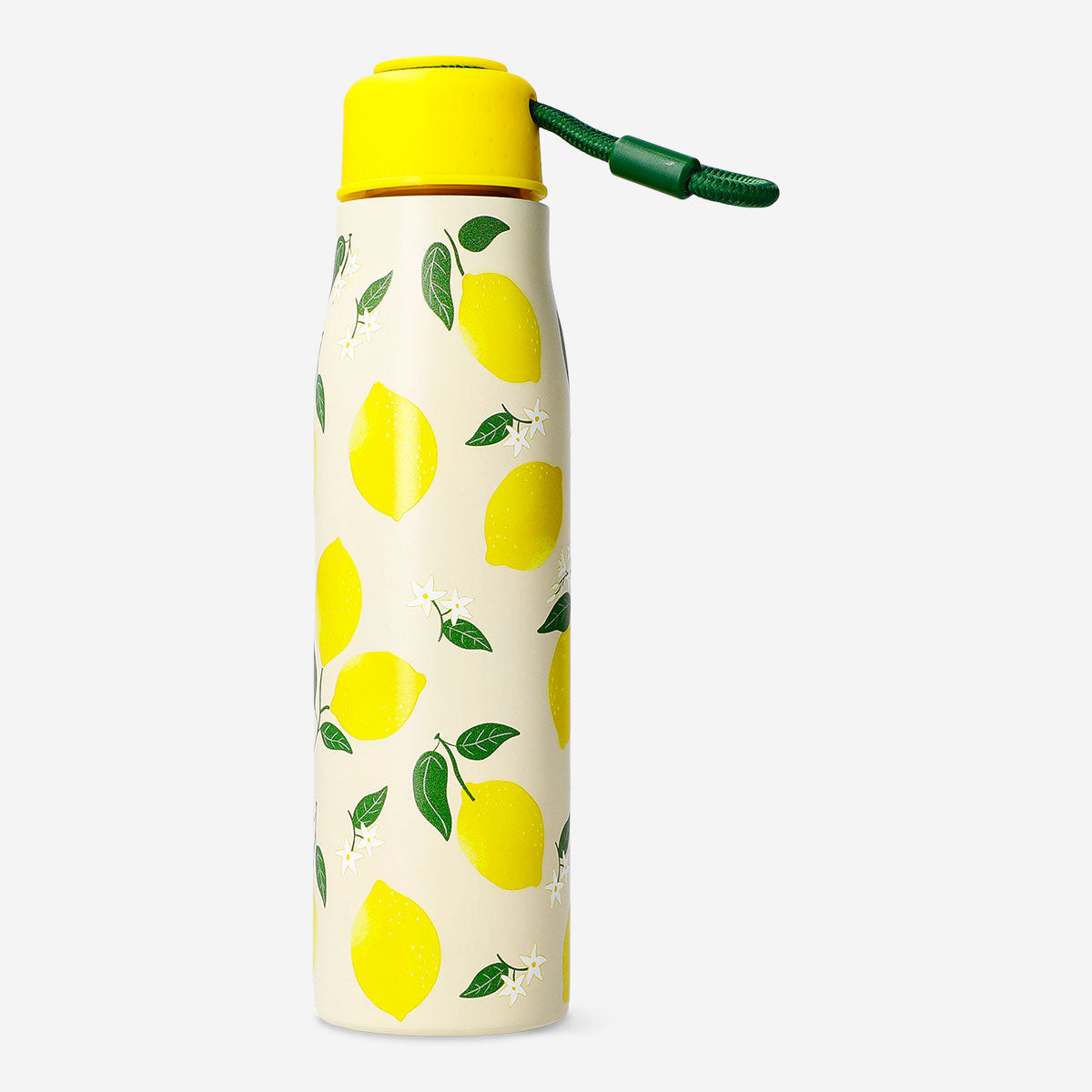 DRINKING BOTTLE SS WITH HOOK ON LID LEMON PRINT