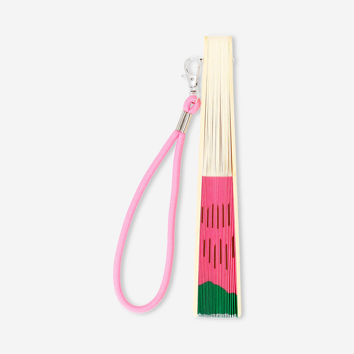 Foldable bamboo fan with strap - Watermelon print