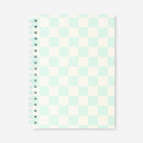 B5 lined notebook with green chequered cover