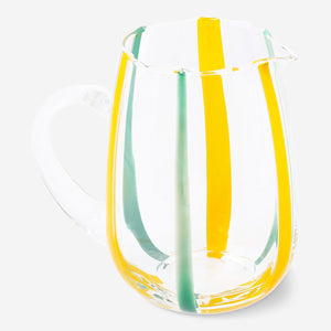 Sarı Yeşil Çizgili Cam Sürahi 1,5 L