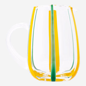 Sarı Yeşil Çizgili Cam Sürahi 1,5 L