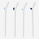 Glass straws with fish and seashell decorations - 4 pcs