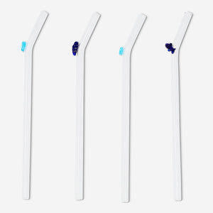 Glass straws with fish and seashell decorations - 4 pcs