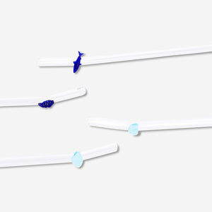 Glass straws with fish and seashell decorations - 4 pcs