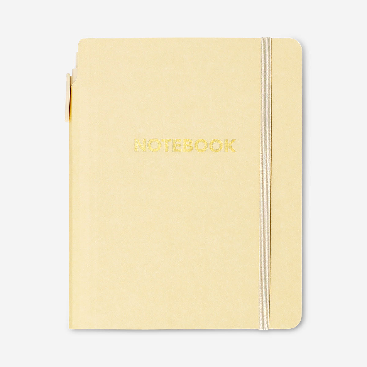 Butter yellow notebook with ballpoint pen