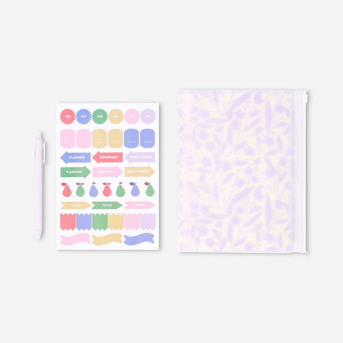 Çiçek Desenli Kalemli Stickerlı Defter