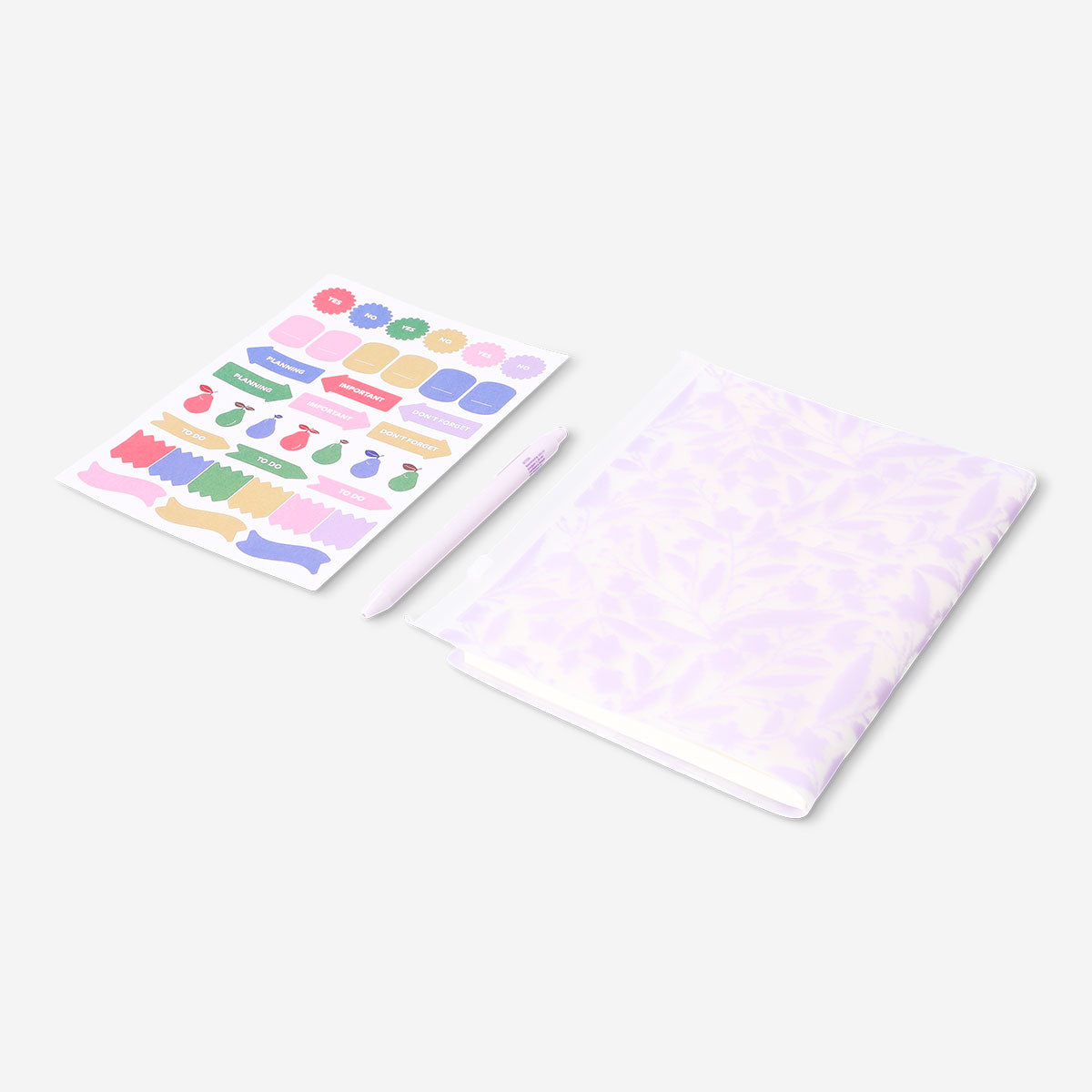 Çiçek Desenli Kalemli Stickerlı Defter