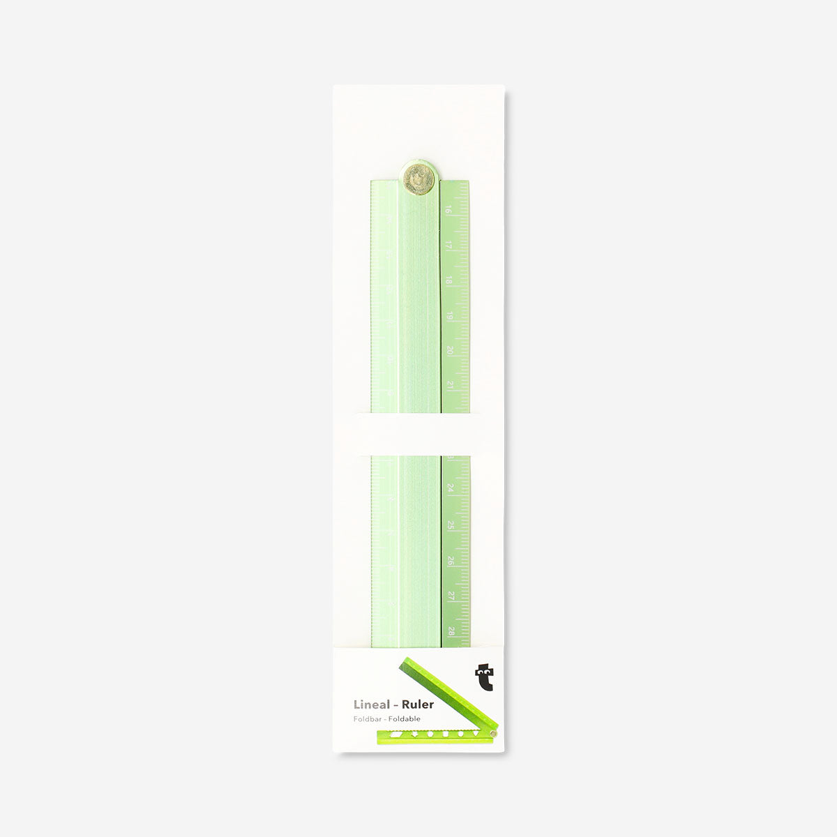 Green foldable ruler with stencils