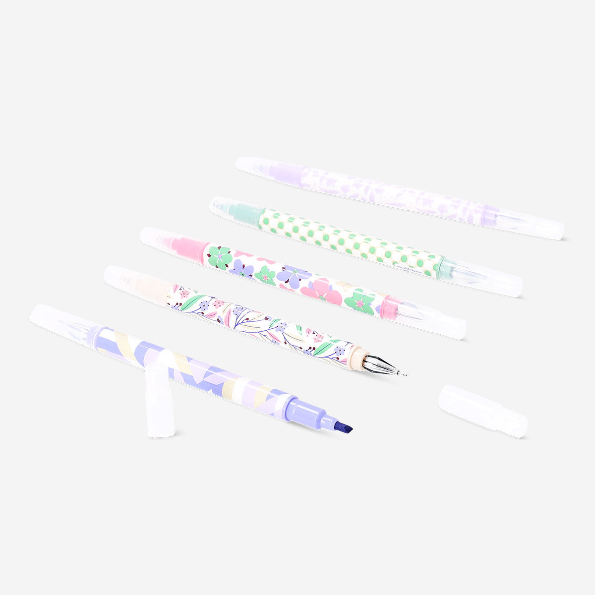 Dual-tip pens with gel ink and highlighters - 4 pcs