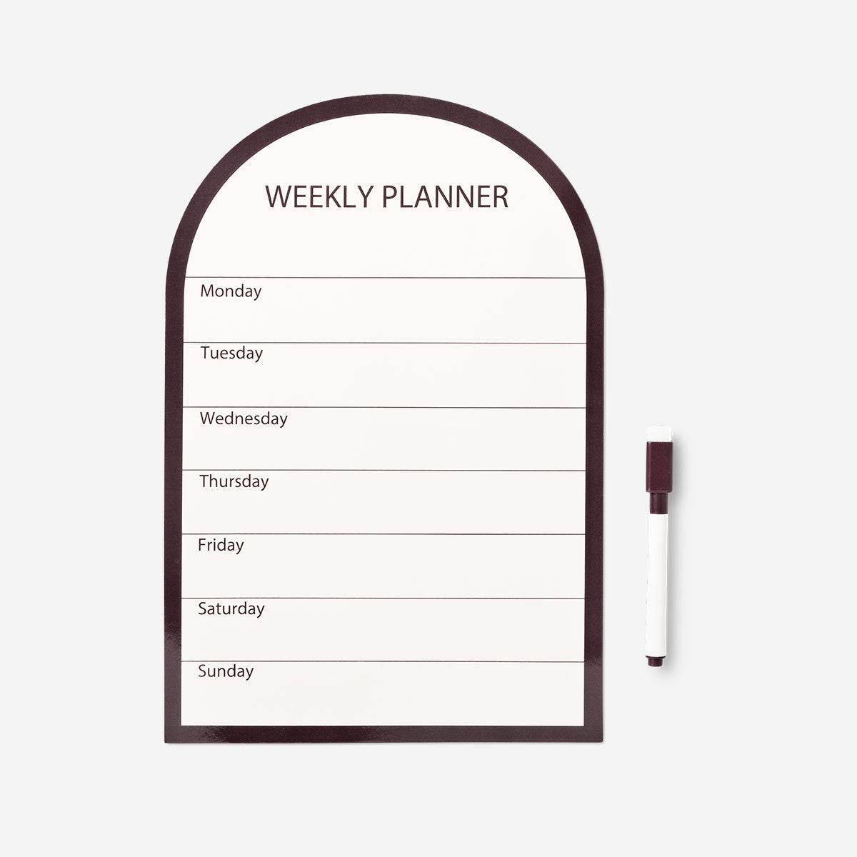 Magnetic weekly planner board with marker