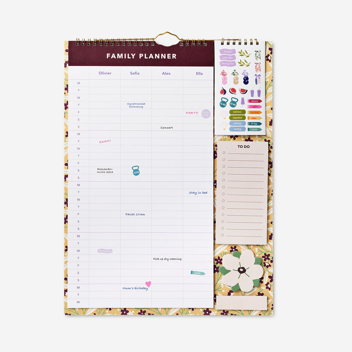 Family planner with stickers and memos
