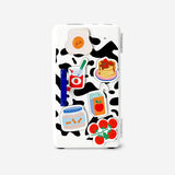 Locker as retro fridge with food icon magnets 