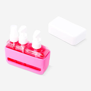 Pink travel set with case and suction cups - 3 pcs
