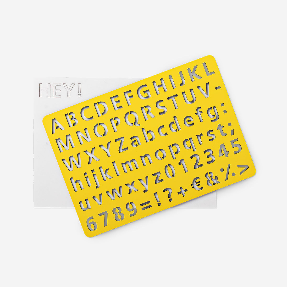Wooden drawing stencil with letters and numbers