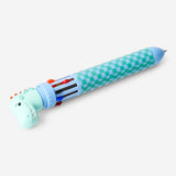 Plush multi-coloured ballpoint pen with dinosaur