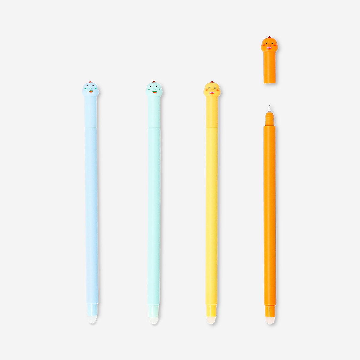 Erasable gel ink pens - Dinosaur toppers - 4 pcs