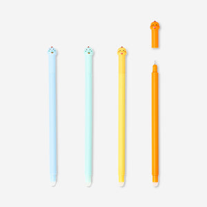 Erasable gel ink pens - Dinosaur toppers - 4 pcs