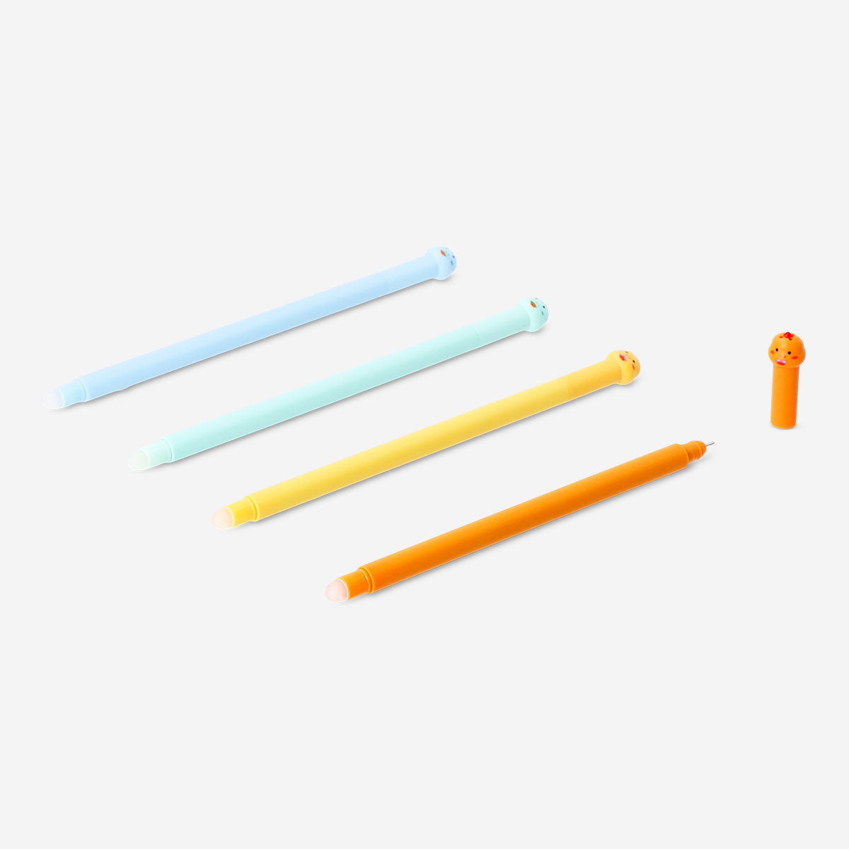 Erasable gel ink pens - Dinosaur toppers - 4 pcs