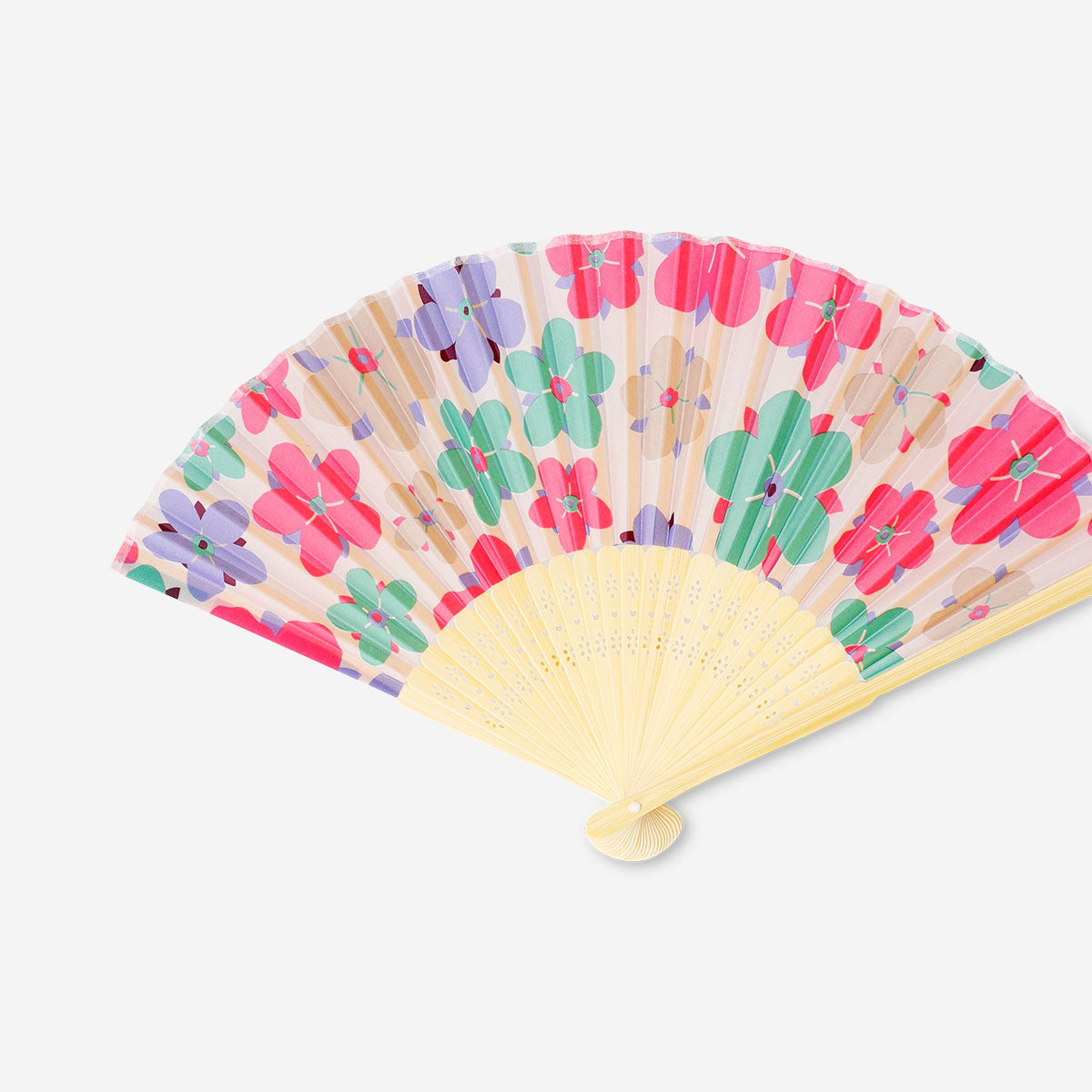 Foldable bamboo fan - Abstract flowers