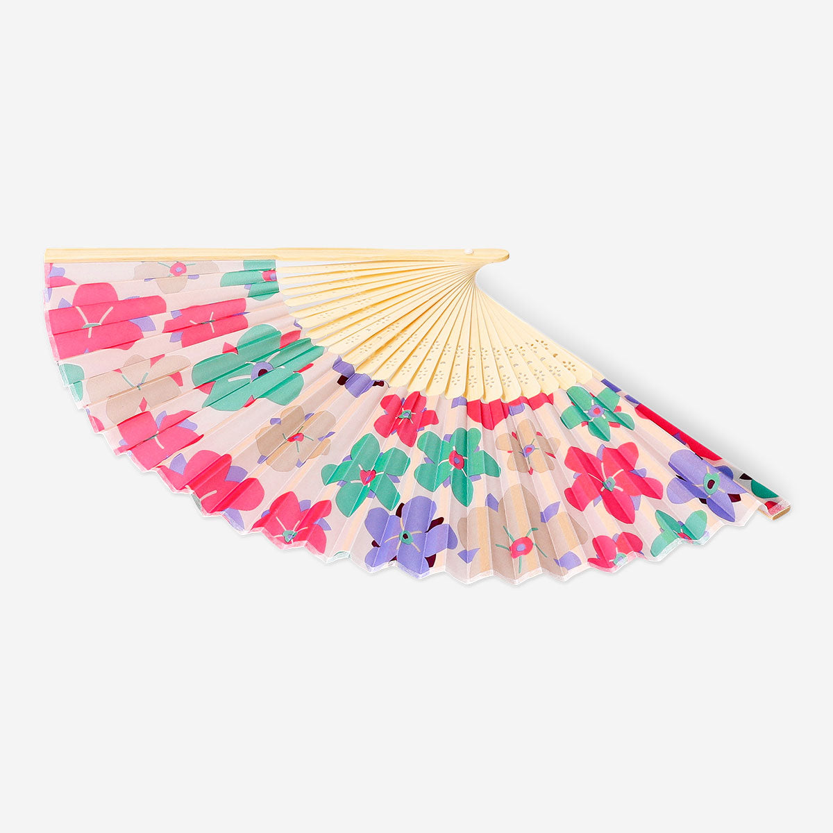 Foldable bamboo fan - Abstract flowers
