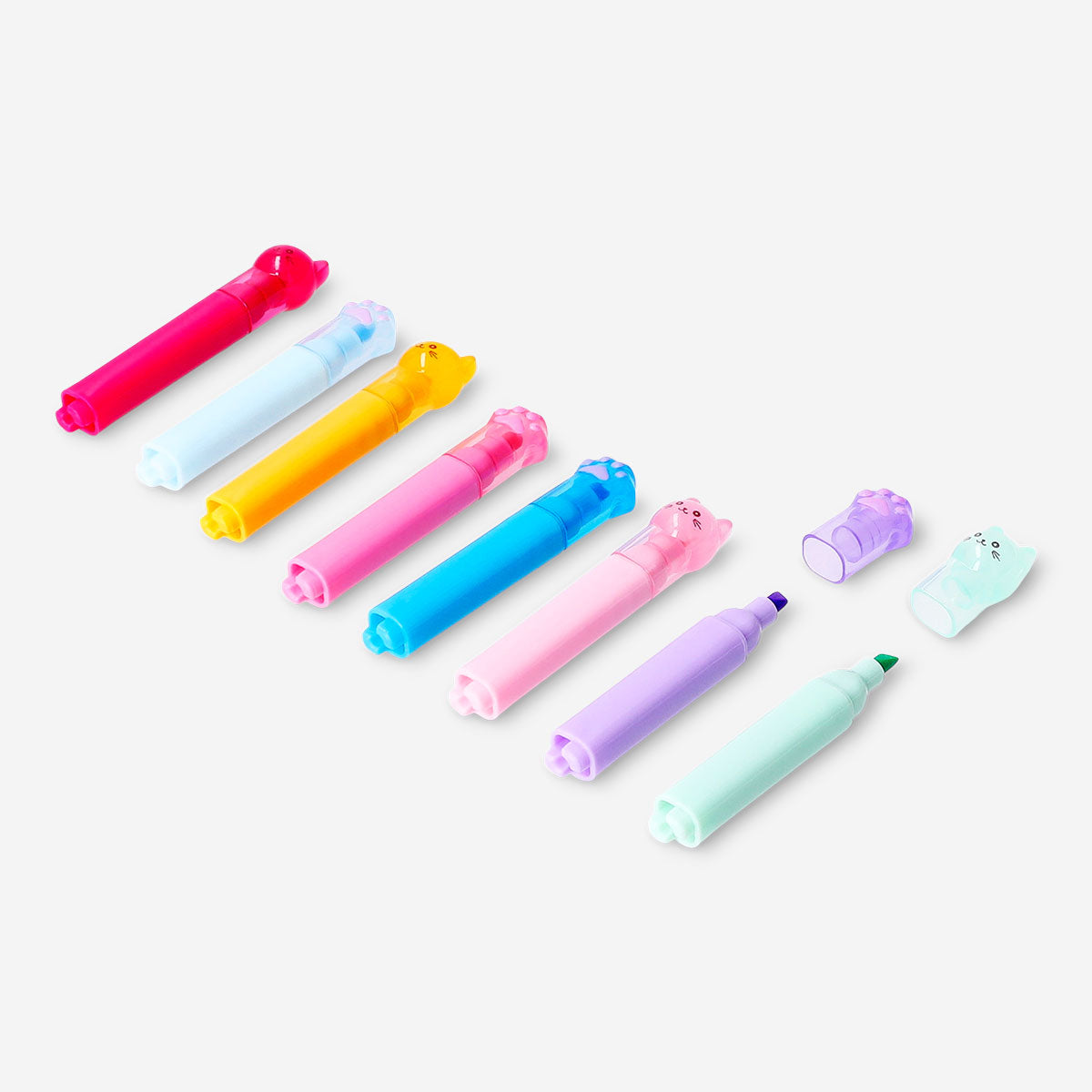 2-in-1 cat and paw highlighters - 4 pcs