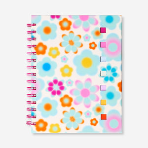 Floral notebook with page markers and pen 