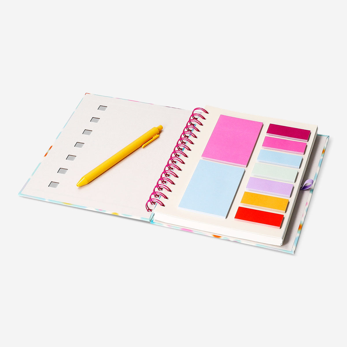 Floral notebook with page markers and pen 