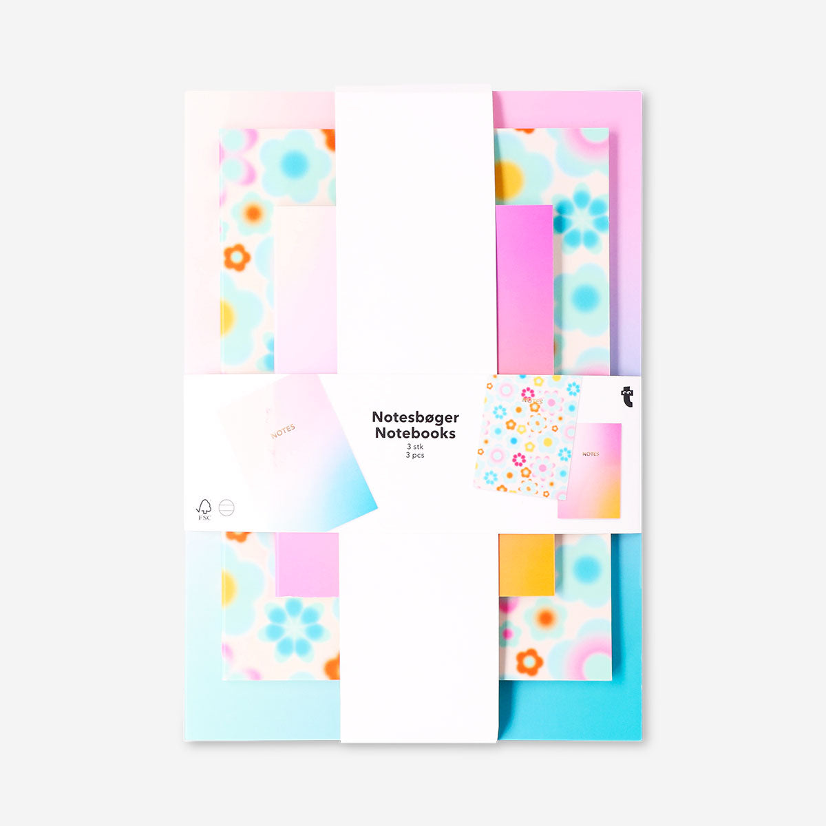 3'lü Çiçekli Renk Geçişli Defter
