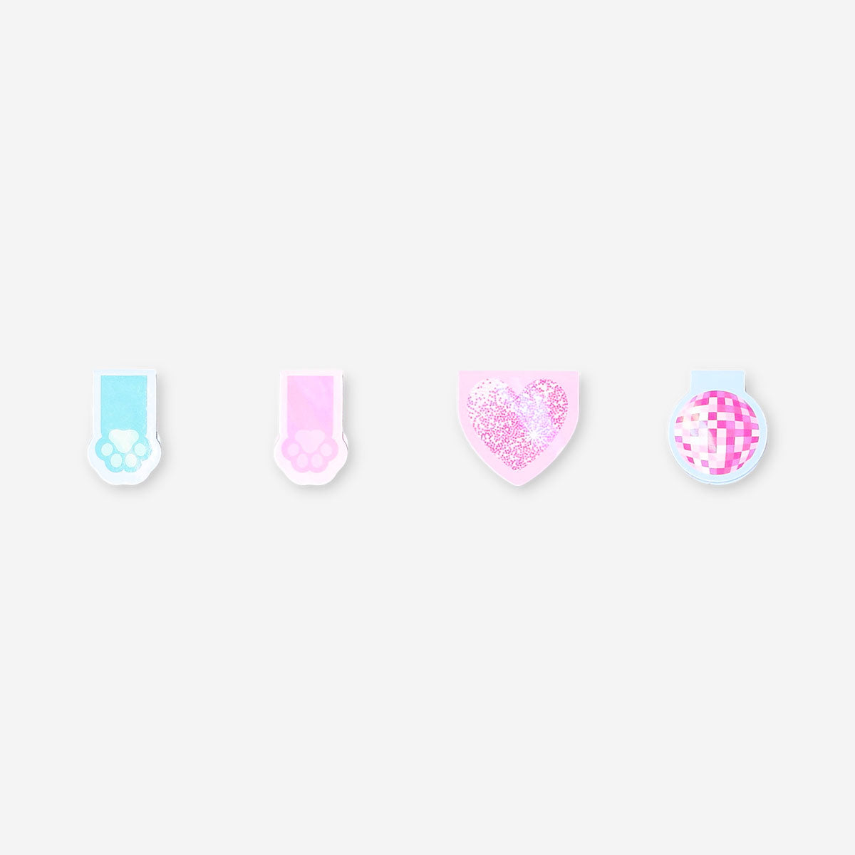 Magnetic bookmarks with sparkles and paws - 4 pcs