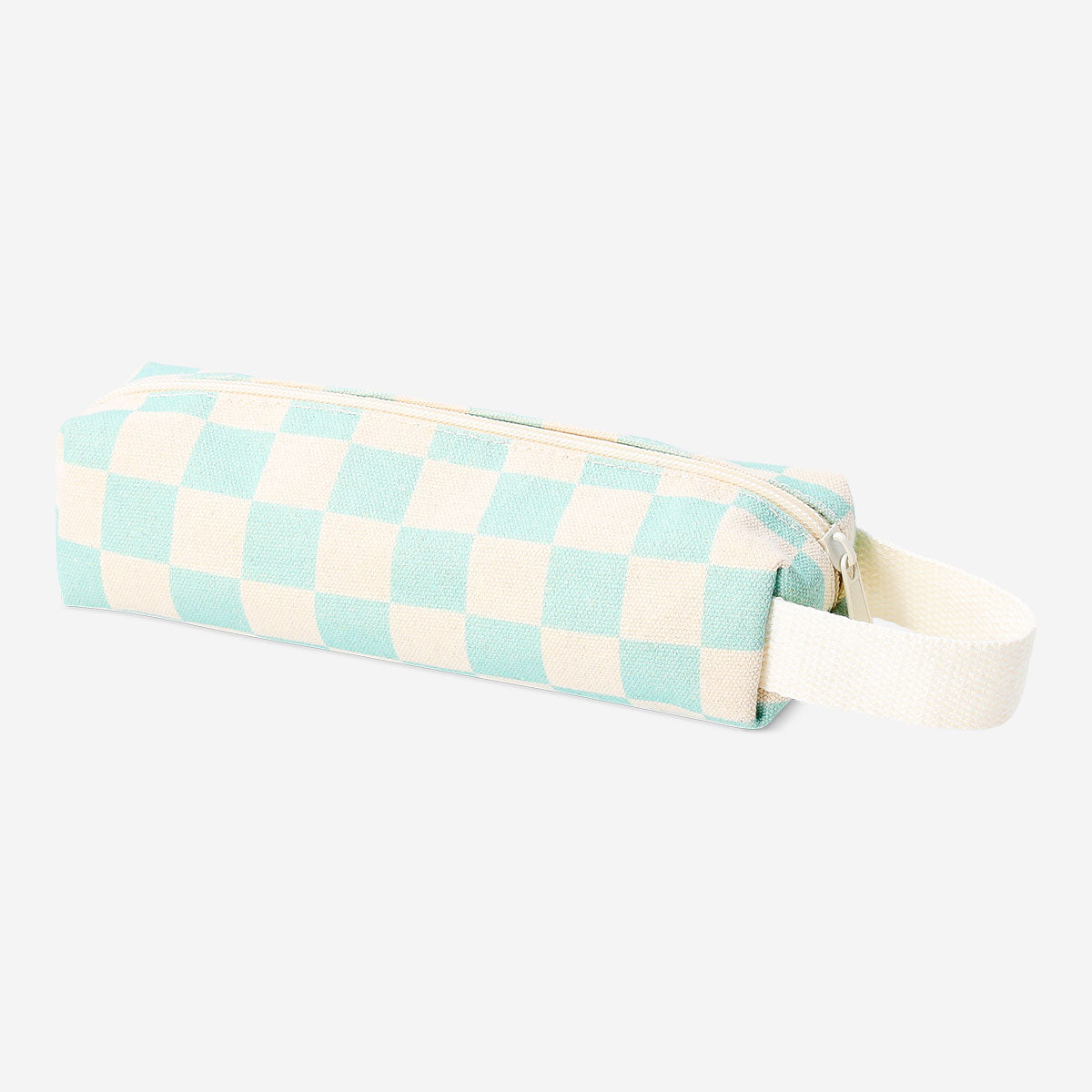 Green chequered pencil case