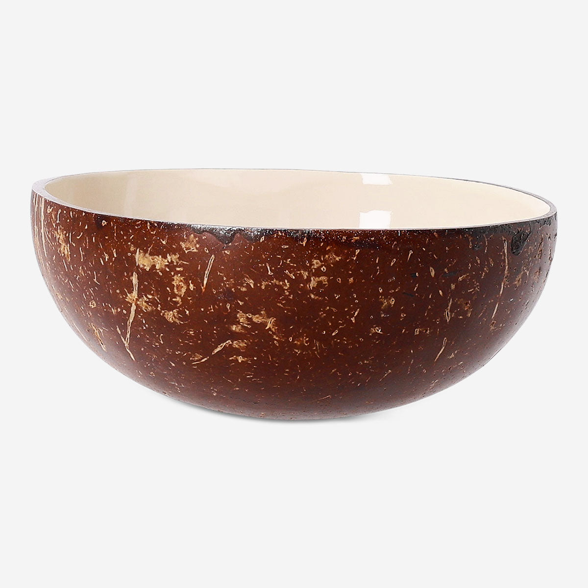 Hand-painted coconut bowl with boat motif - 13 cm
