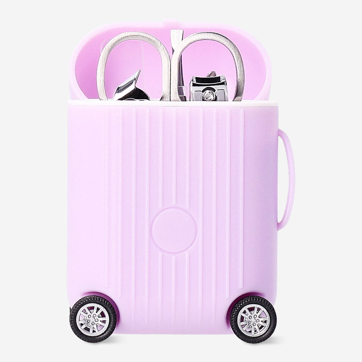Lilac manicure and pedicure set in suitcase - 6 pcs