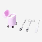 Lilac manicure and pedicure set in suitcase - 6 pcs