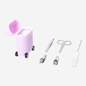 Lilac manicure and pedicure set in suitcase - 6 pcs