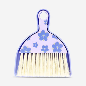 Purple dustpan set with flowers
