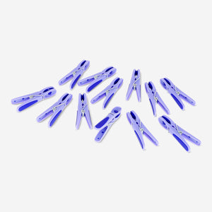 Blue flower clothes pegs - 12 pcs