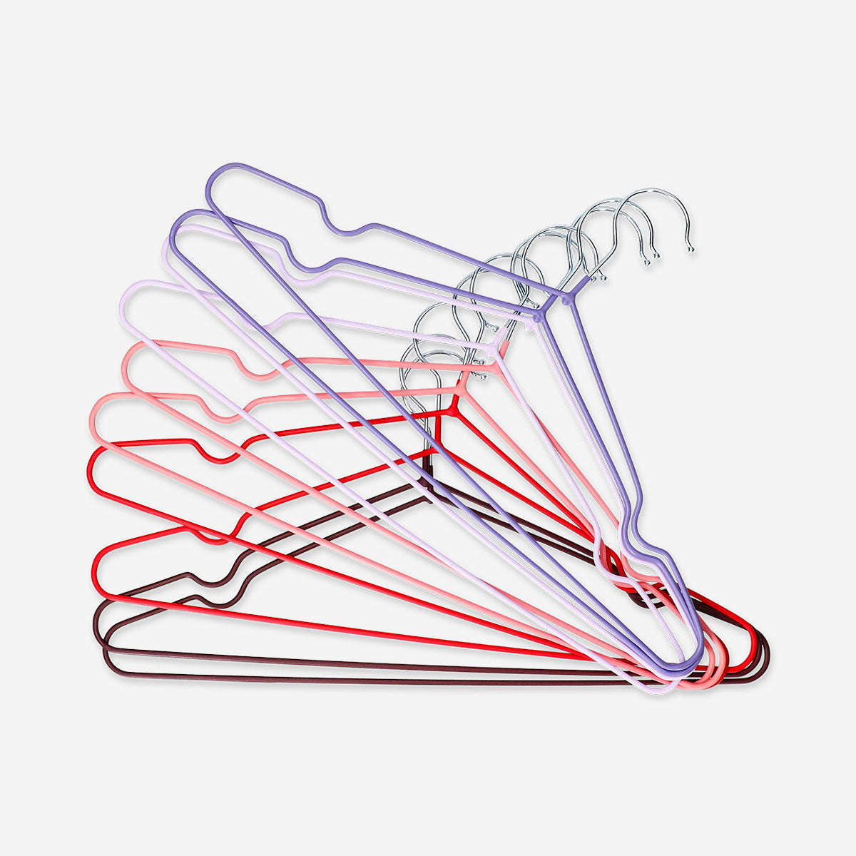 Multi coloured metal hangers - 10 pcs