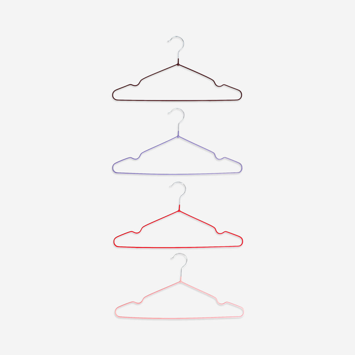 Multi coloured metal hangers - 10 pcs