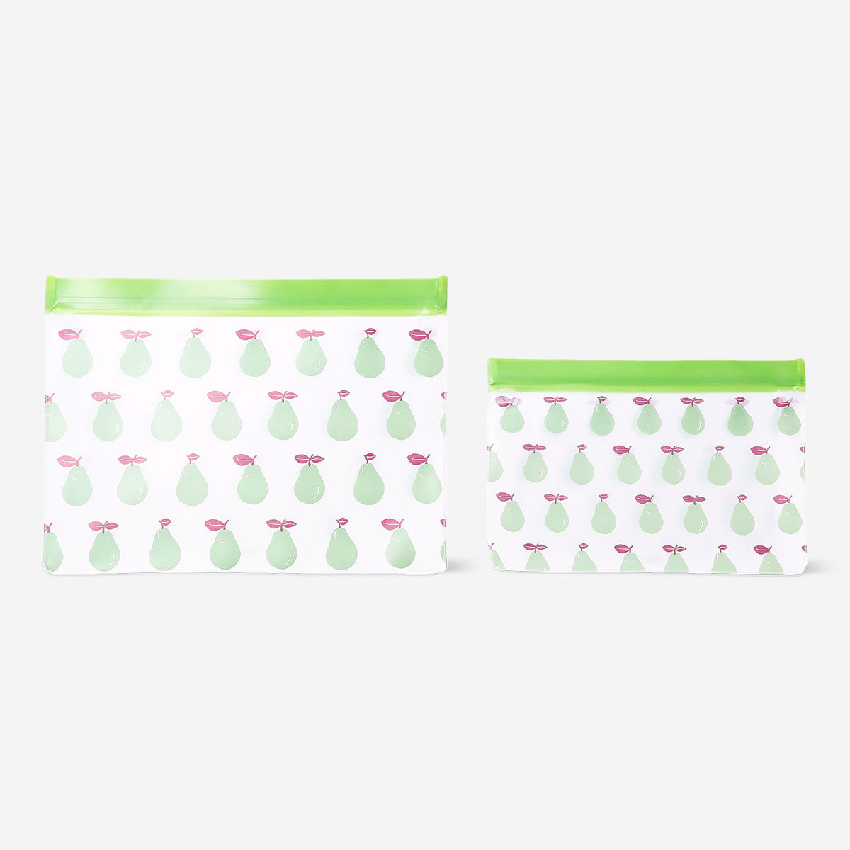 Reusable grip seal bags with green pears - 2 pcs