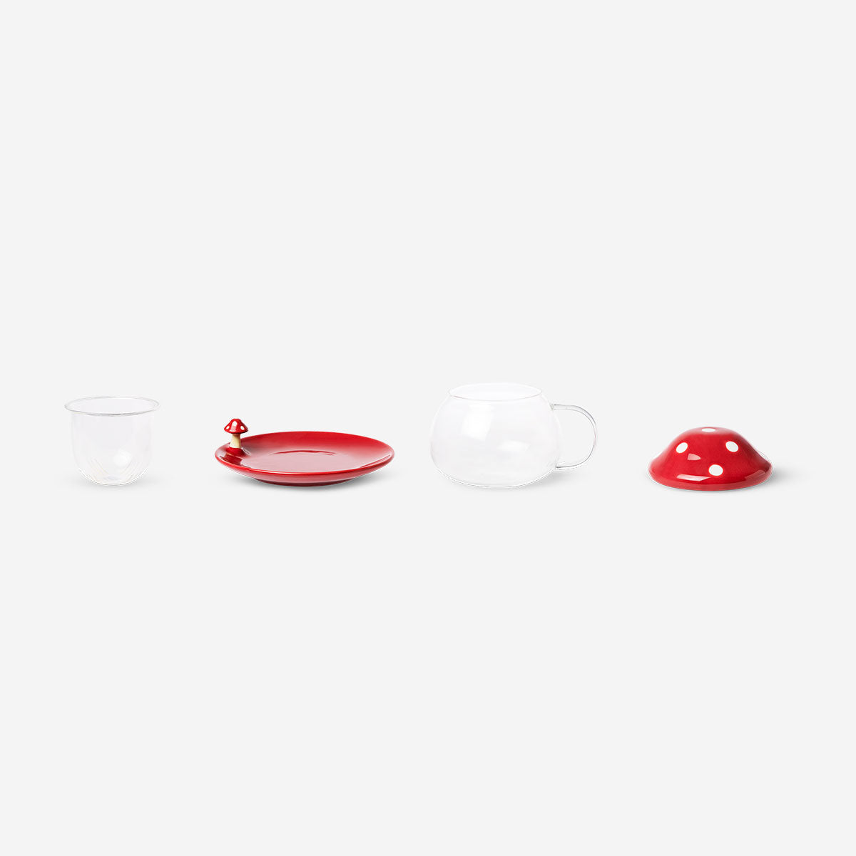 Mushroom tea mug with lid and saucer - 400 ml