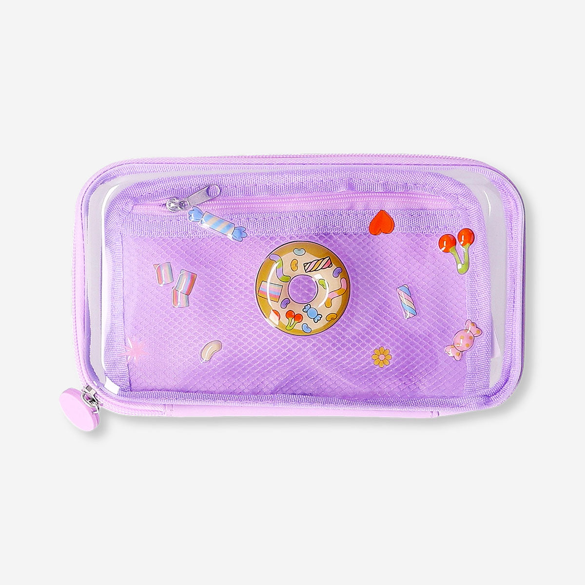 Purple hardcase pencil case with candy icons
