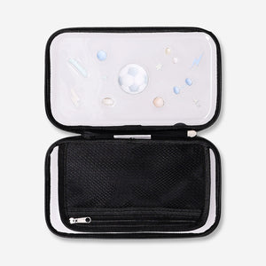 Black hardcase pencil case with sports icons