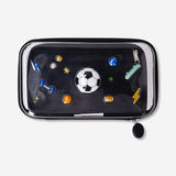 Black hardcase pencil case with sports icons