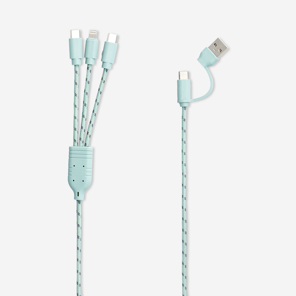 CHARGING CABLE 100CM 3-IN-1 FABRIC GREEN/GREY