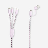 CHARGING CABLE 100CM 3-IN-1 FABRIC RED/PINK