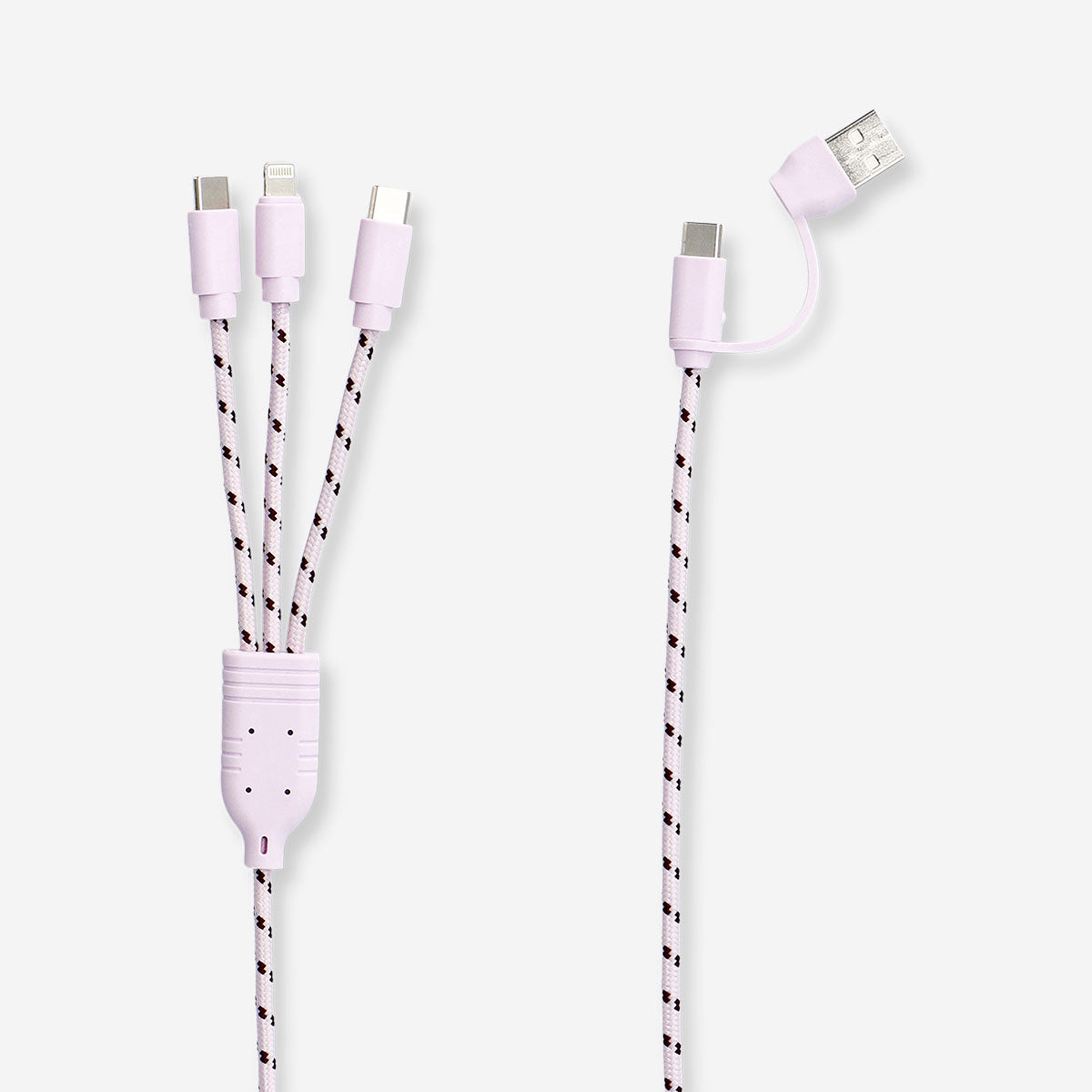 CHARGING CABLE 100CM 3-IN-1 FABRIC RED/PINK